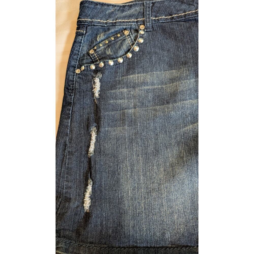 Almost Famous Distressed Stretch Denim Mini Skirt Pockets Plus Size 22 - Picture 3 of 10